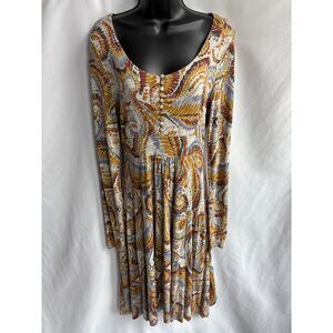 Anthropologie Ric Rac Paisely Feather Dress Skater Sze S Fem Cottagecore Renfest